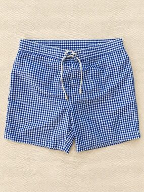 J. McLaughlin Blue Gingham Mesh Lined Swim Trunks 36